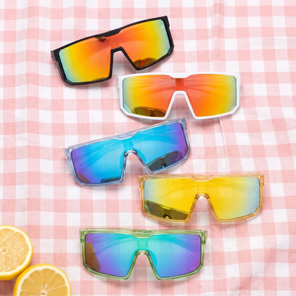 Sport Shield Wrap Mirror Lens Sunglasses