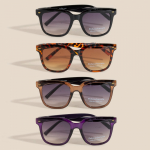 Square Frame Metallic Accent Sunglasses Set