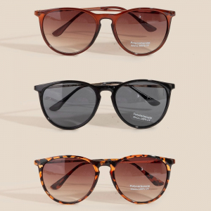 Basic Acetate Frame Round Lens Sunglasses Set