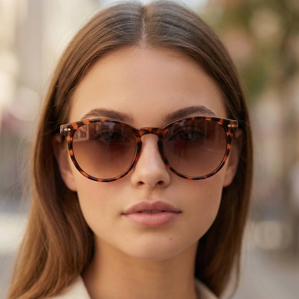 Basic Acetate Frame Round Lens Sunglasses Set