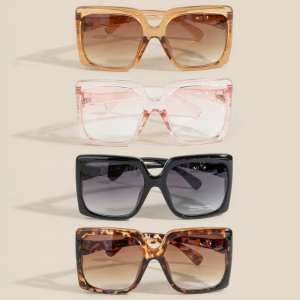 Thick Acetate Frame Square Sunglasses Set