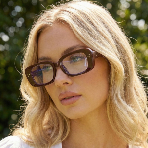 Slim Rectangle Blue Light Blocking Sunglasses With Bold Frame