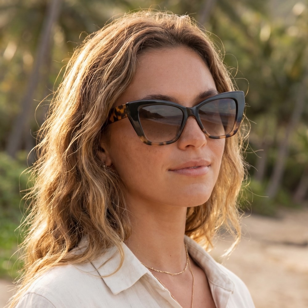 Oversized Cat Eye Tortoise Shell Frame Sunglasses