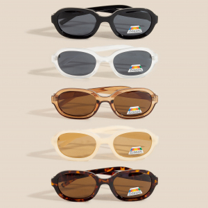 Simple Oval Frame Sunglasses Set