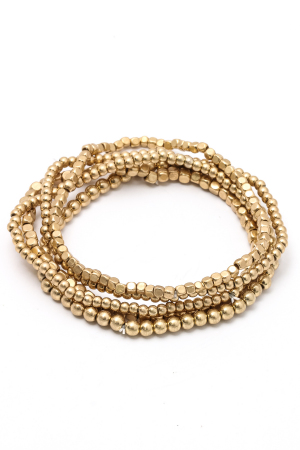 Metallic Beaded Stretch Bracelet Set