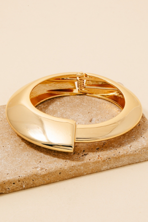 Abstract Wide Metallic Hinge Bangle Bracelet