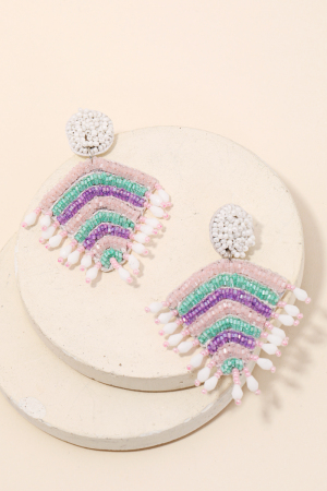 Striped Bead Statement Earrings