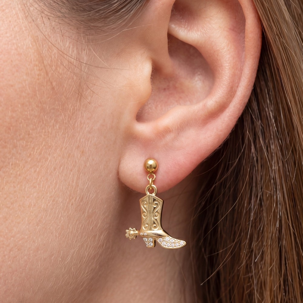 Cowboy Boot Charm Drop Earrings