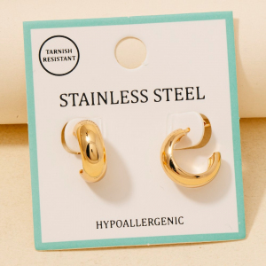 Stainless Steel Small Rounded Hoop Earrings