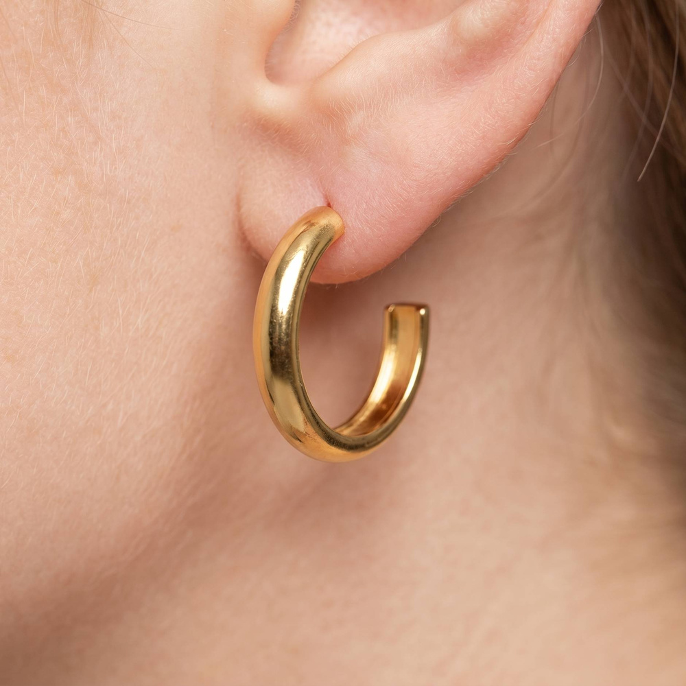 Chunky Hollow Tube Hoop Earrings