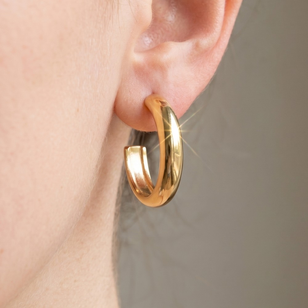 Polished Chunky Dome Hoop Earrings