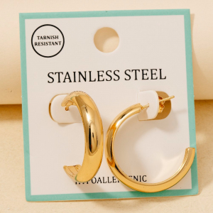 Stainless Steel Large Rounded Hoop Earrings