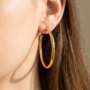 Stainless Steel Large Tube Hoop Earrings