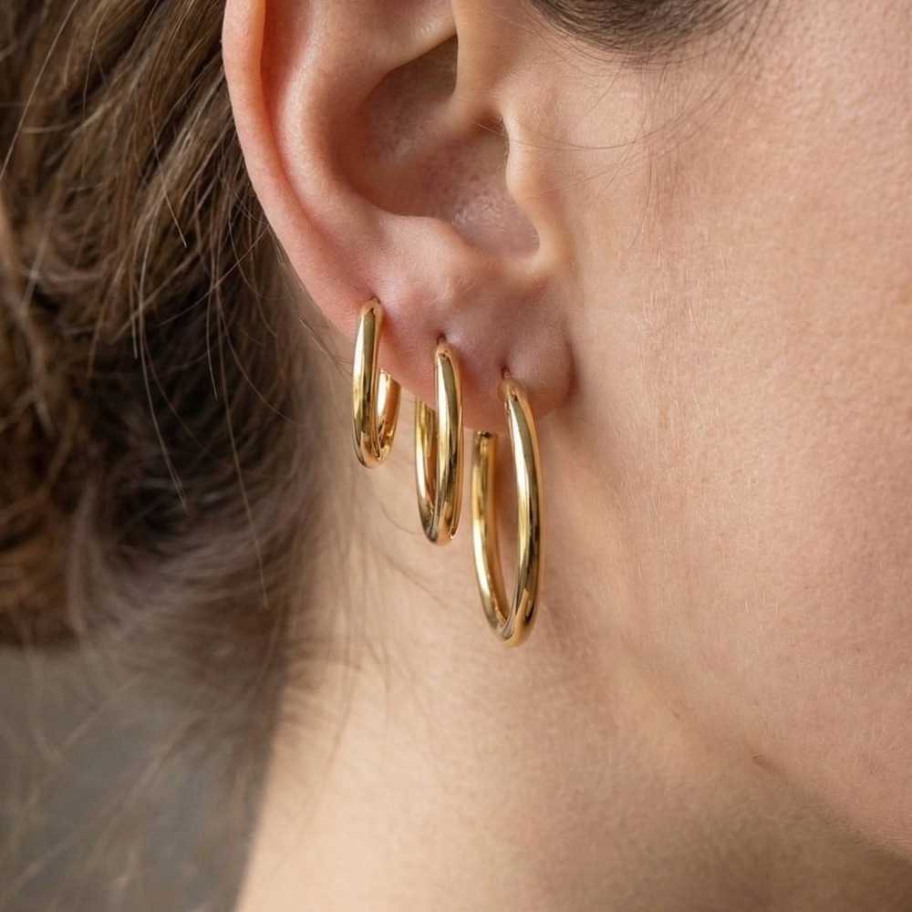 Stainless Steel Hoop Earrings Set