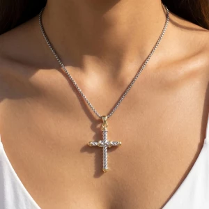 Rope Twist Cross Pendant Necklace