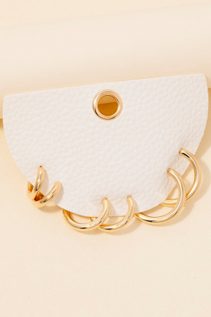 Three Pair Mini Tube Hoop Earrings Set
