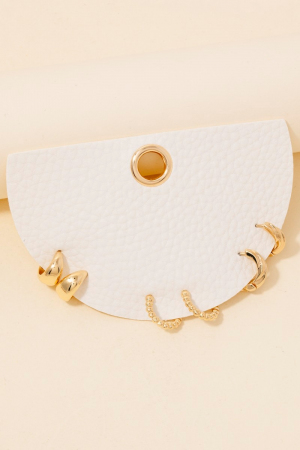 Textured Three Pair Mini Hoop Earrings Set