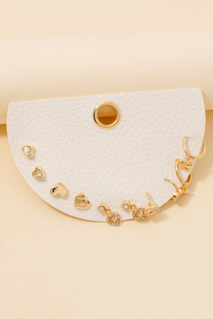 5Pc Cz Heart S Stud And Hoop Earrings Set