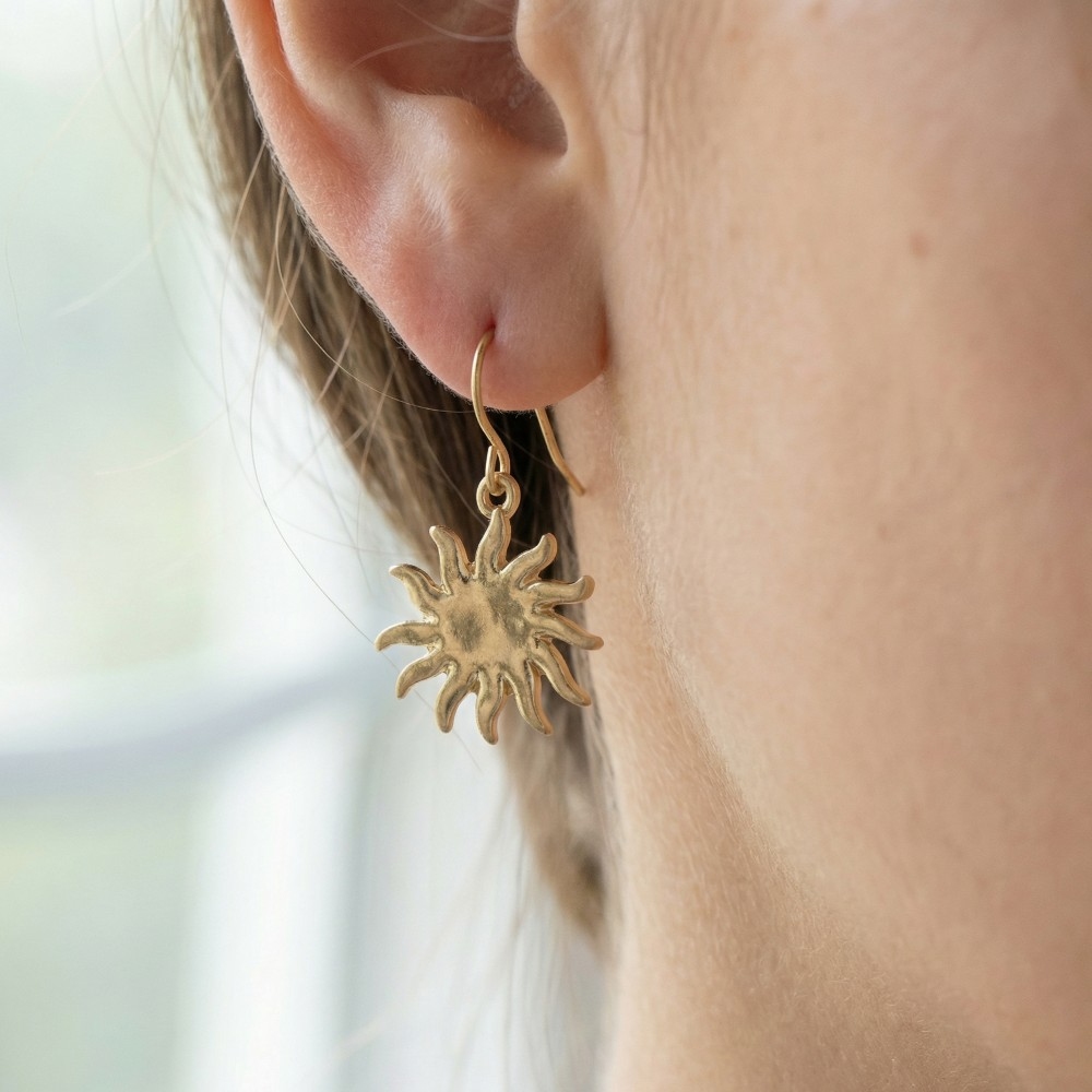 Vintage Metallic Sun Dangle Earrings
