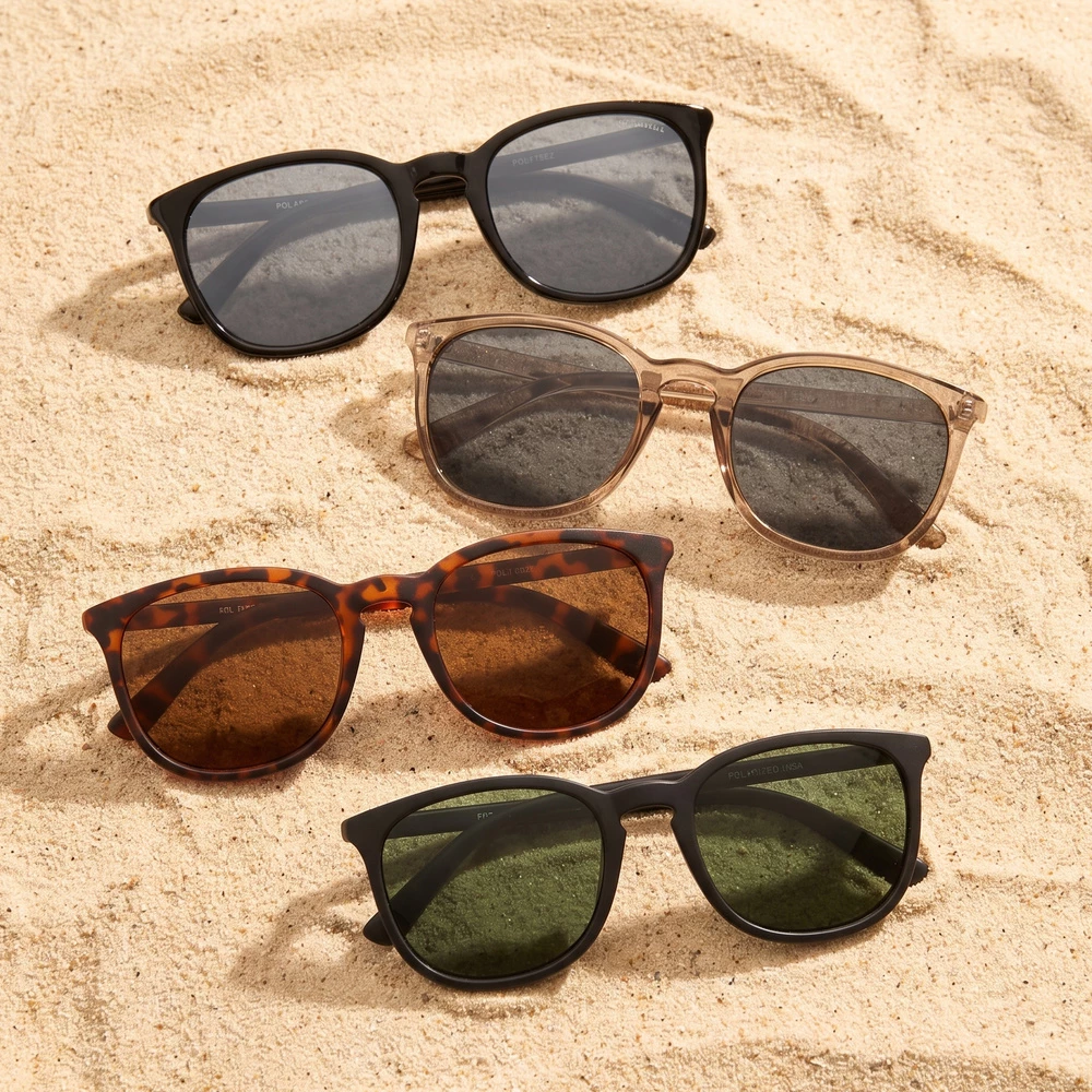 Polarized Round Square Brow Bar Sunglasses