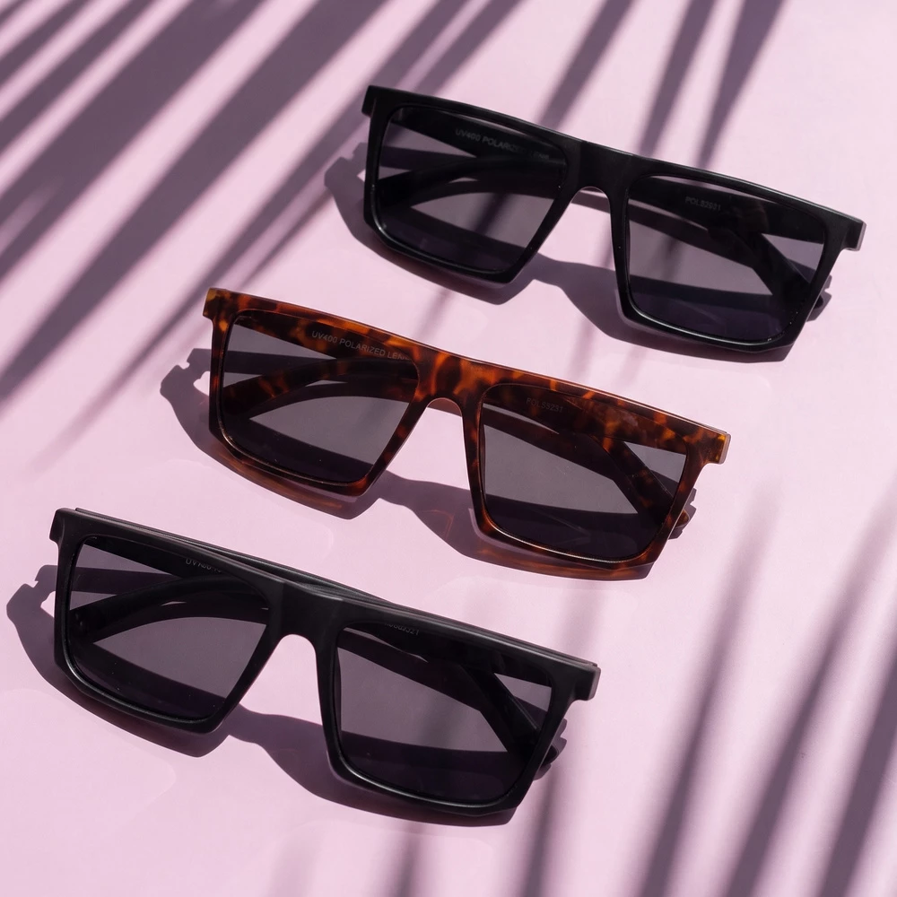 Polarized Angular Flat Top Square Sunglasses