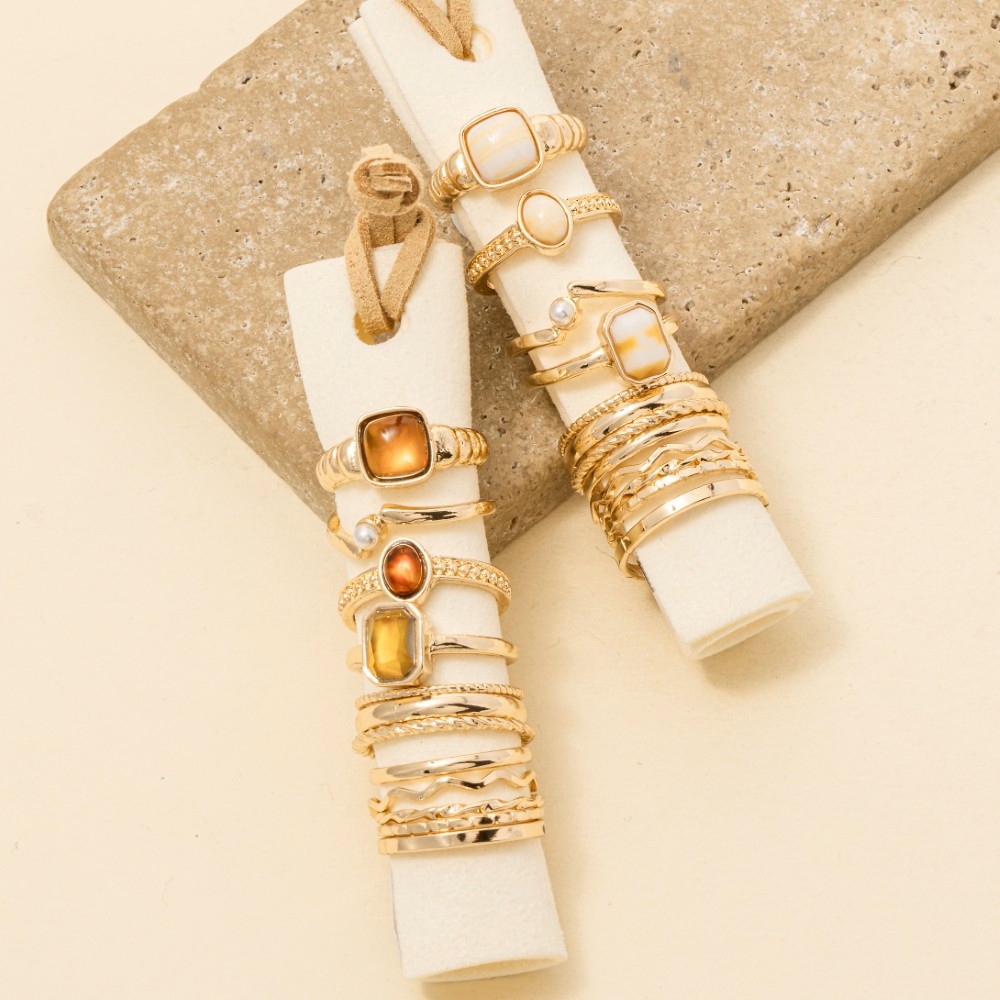 Assorted Twelve Piece Stone Ring Set