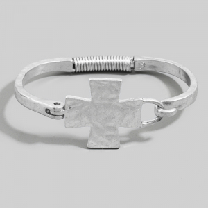 Hammered Cross Hinge Bangle Bracelet