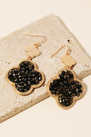 Faceted Glass Beaded Clover Dangle Earrings