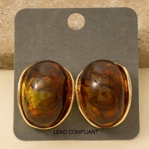 Large Marble Resin Curved Drop Earrings