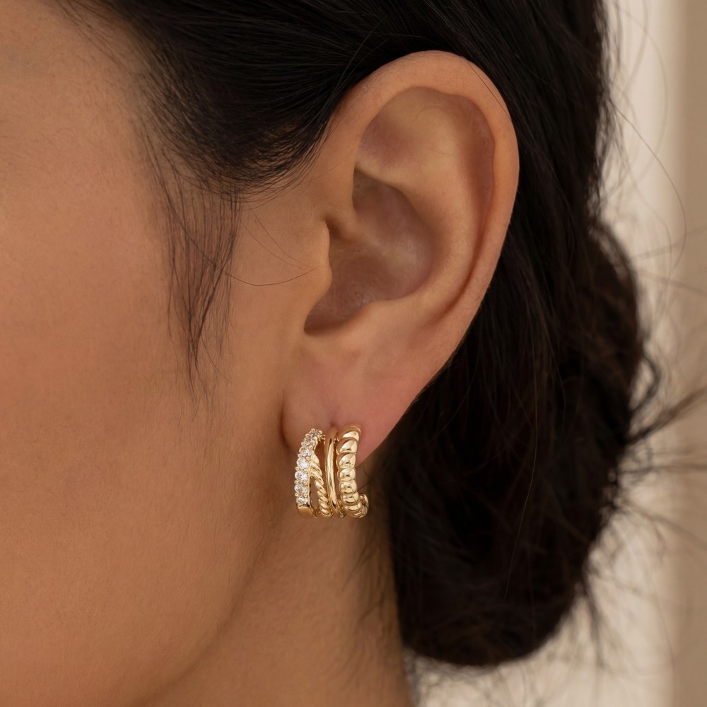 Mini Four Row Hoop Earrings
