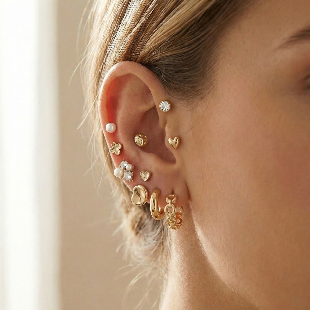 Assorted Hearts And Flowers Earrings Set