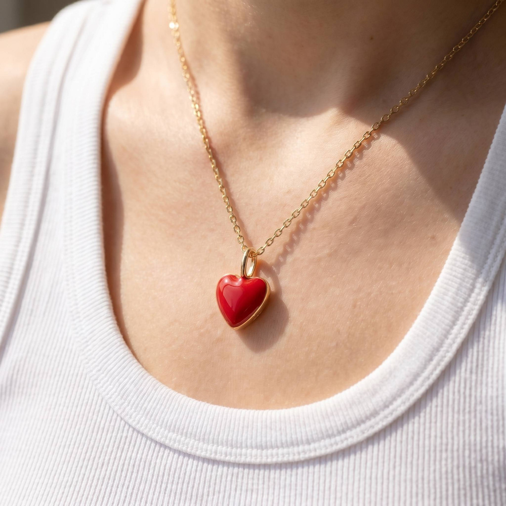 Dainty Enamel Heart Pendant Necklace