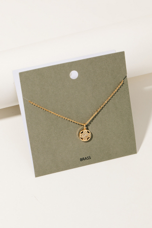 Cubic Zirconia Clover Disc Pendant Necklace