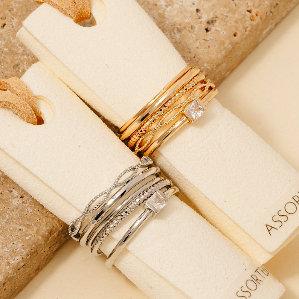 Mixed 5Pc Band Rings Set