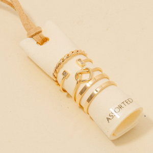 Assorted Styled 5Pc Band Rings Set