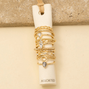 Twelve Piece Assorted Teardrop Ring Set