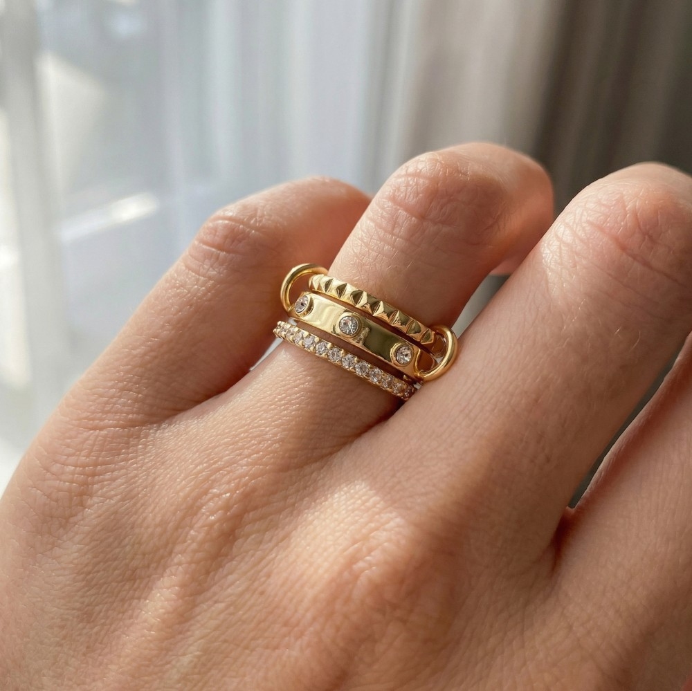 Mixed Linked Dainty Band Rings Set