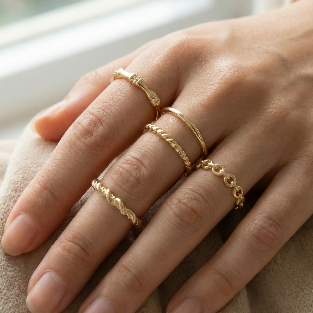 Variety Styled Band Rings Set