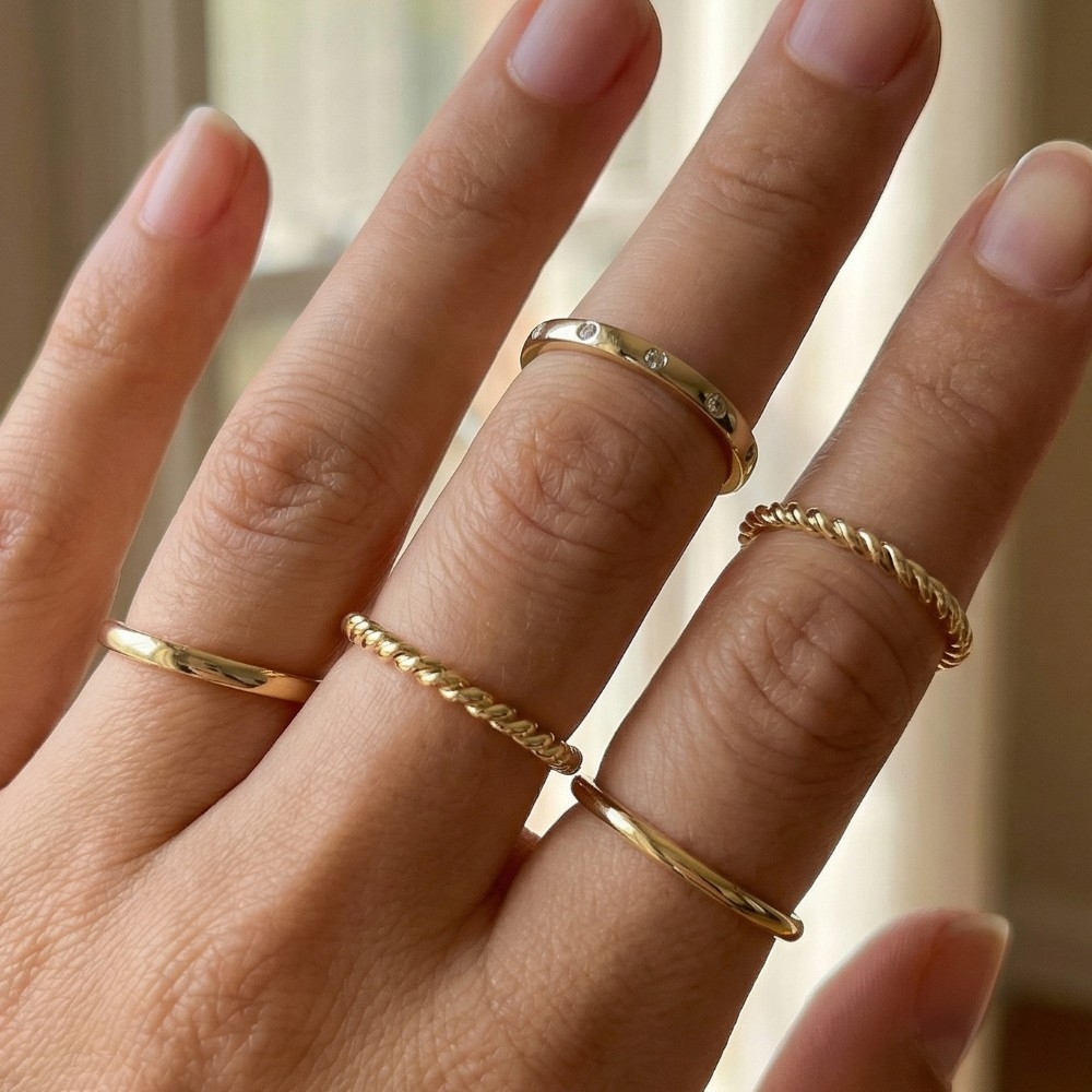 Dainty 5Pc Band Rings Set