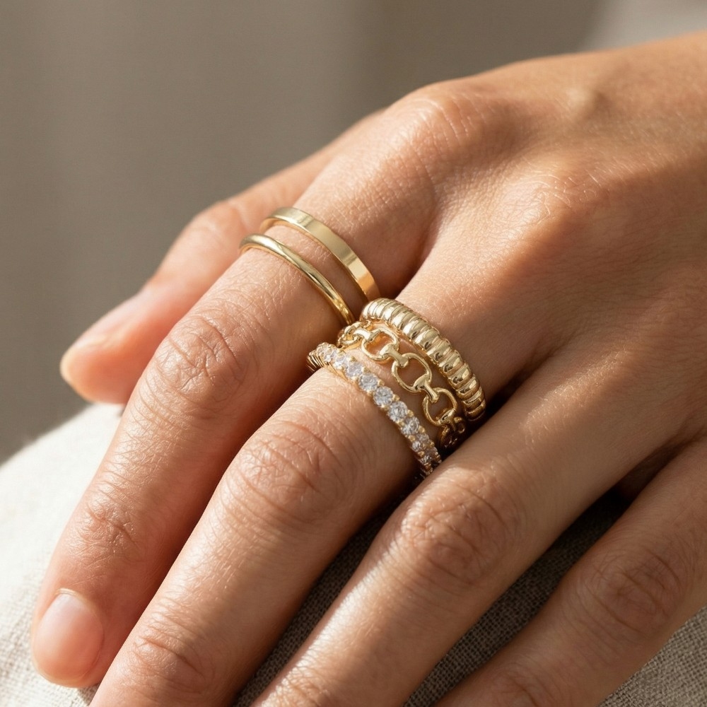 5Pc Assorted Band Rings Set