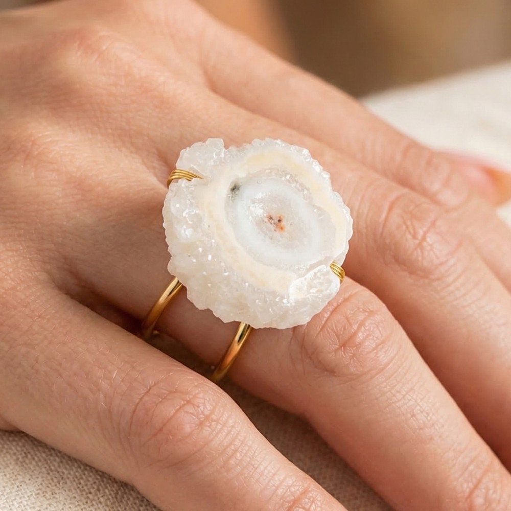 Natural Freeform Druzy Stone Ring