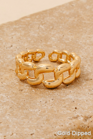 Gold Dipped Solid Chain Link Open Band Ring