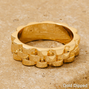 Gold Dipped Solid Watch Chain Band Ring