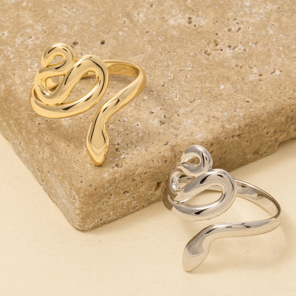 Gold Dipped Swirled Snake Open Band Ring