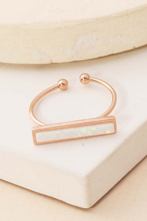 Delicate Opal Bar Charm Ring