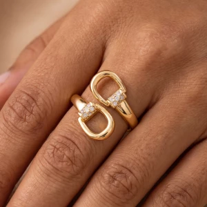 Cz Stirrup Bypass Adjustable Ring