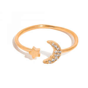 Jewel Crescent Moon Open Ring