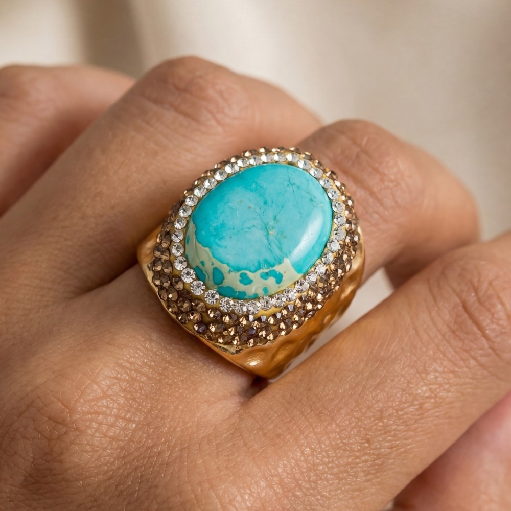 Blue Emperor Jasper Stone Statement Ring