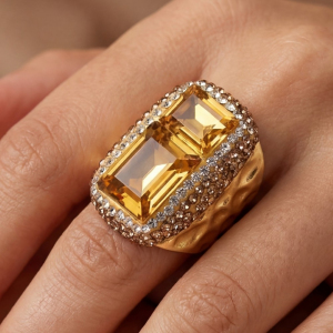 Double Crystal Pave Statement Ring