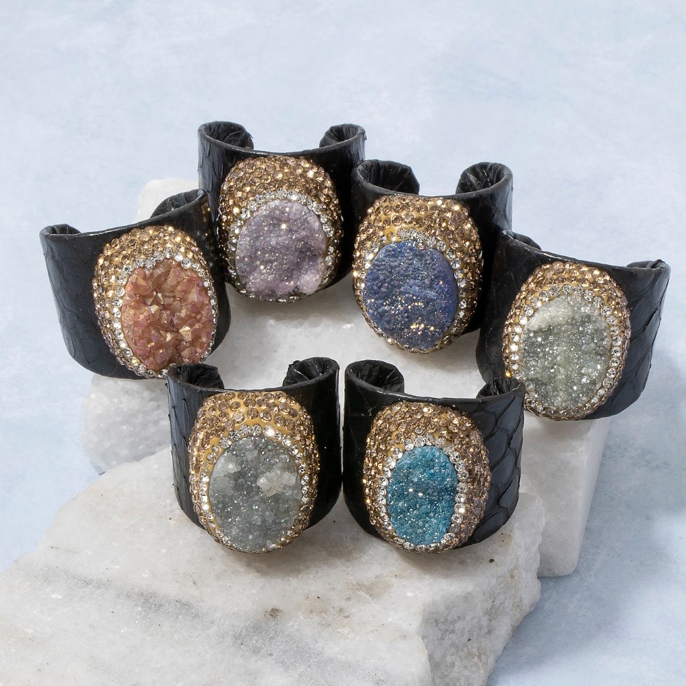 Oval Druzy Stone Pave Statement Ring